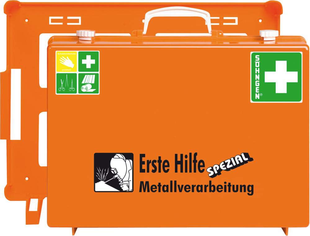 Söhngen 0360108 Erste Hilfe Koffer MT-CD Metallverarbeitung (mit Füllung, Wandhalterung, Koffer aus ABS Kunststoff) von Plum
