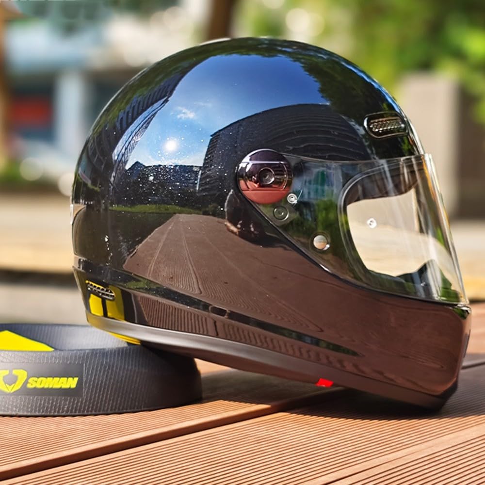 Vintage Integralhelm Für Motorradfahrer Im Retro Stil, Fiberglas, Cruiser Scooter Integralhelm Mit Visier, ECE Zertifizierung H,X-Large Vintage Integralhelm Für Motorradfahrer Im Retro Stil, Fiberglas, Cruiser Scooter Integralhelm Mit Visier, ECE Zertifizierung H,X-Large von Kcolic