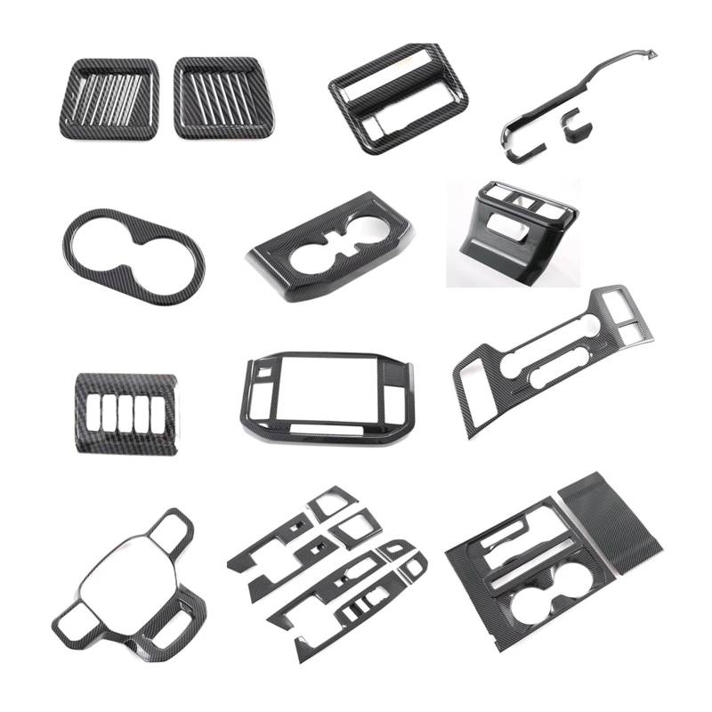 Panel Dekorabdeckung Für Ford F150 Für Raptor 2021 2022 2023 ABS Innenausstattung Lenkradabdeckung Schalttafel Autofensterschalter Rahmenverkleidung Abdeckung Trim(Full Sets 12piece) von Kdbcet