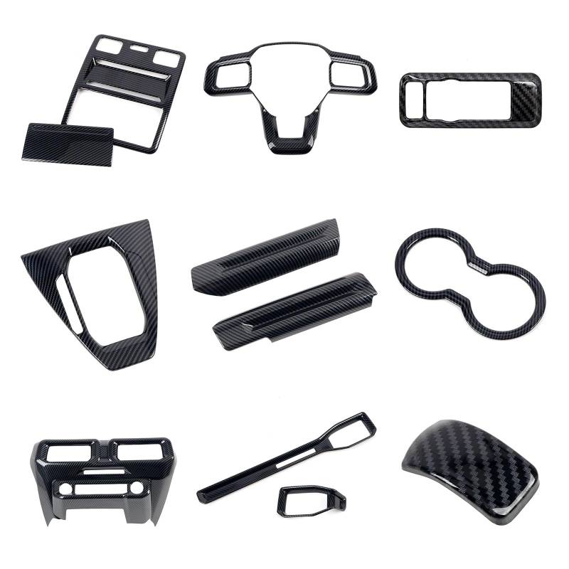 Panel Dekorabdeckung Für Ford Für Mustang 2024 2025 Carbon Schwarz Armaturenbrett Konsole Abdeckung Trim Innen Automatische Getriebe Panel Full Dekorative Trim 12 Stück Abdeckung Trim von Kdbcet