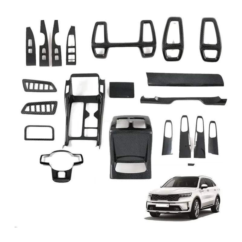 Panel Dekorabdeckung Für Kia Für Sorento MQ4 2021 2022 2023 Innen Zubehör Fenster Schalter Getriebe Shift Panel Tür Griff Klimaanlage Outlet Abdeckung Abdeckung Trim(LHDFull Sets) von Kdbcet