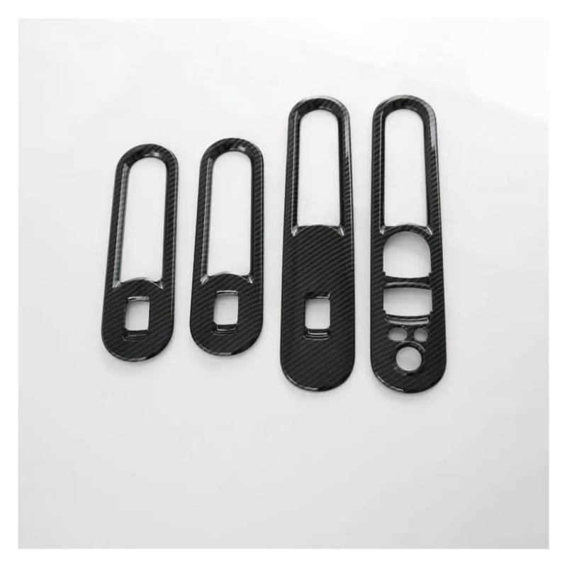 Panel Dekorabdeckung Für Mini Für Clubman F54 2022 Auto Styling Schwarz Carbon Aufkleber Auto Fenster Lift-Taste Schalter Panel Abdeckung Trim Aufkleber Zubehör Abdeckung Trim(ABS Carbon Fiber) von Kdbcet