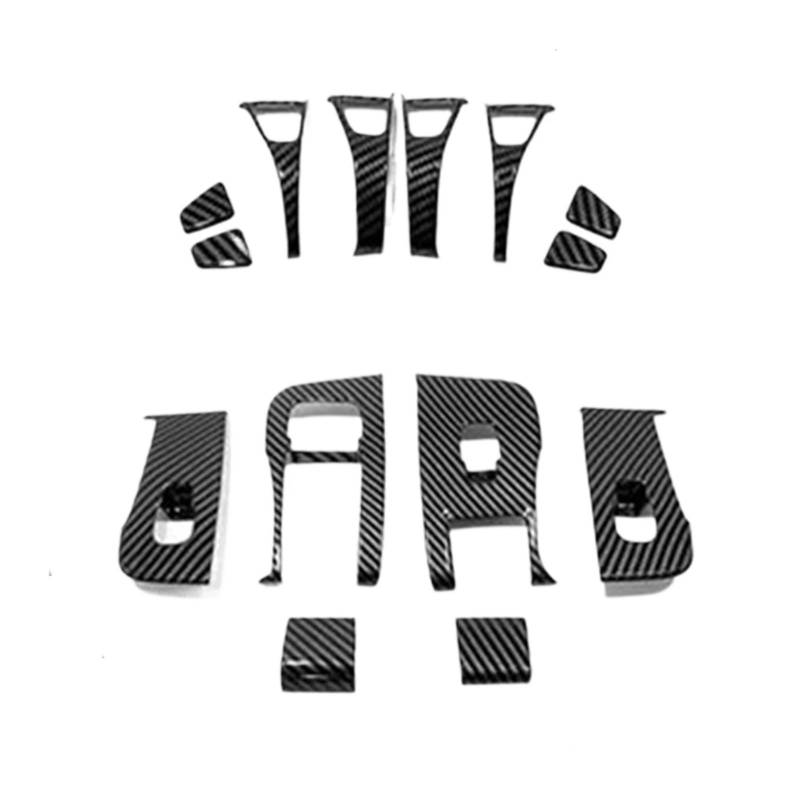 Panel Dekorabdeckung Für Tesla Für Modell 3 Y 2019-21 2022 ABS Carbon Autositz Armlehne Wasserbecher Schalthebelverkleidung Zierrahmen Aufkleber Innenzubehör Abdeckung Trim(14piece) von Kdbcet