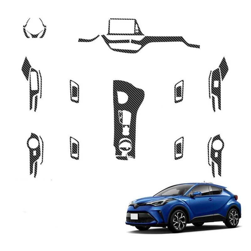 Panel Dekorabdeckung Für Toyota Für CHR Für AX10 2017-2025 Auto Innen Aufkleber Windows Contol Aufkleber Innere Tür Getriebe Panel Schutz Film Auto Zubehör Abdeckung Trim(Kohlenschwarz) von Kdbcet