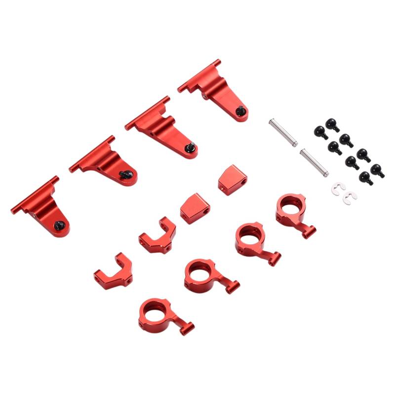 Kdouehg Für MX5 NXS RC-Car, Metall-Lenkbecher, Oberer und Unterer Schwingensatz, Stoßdämpferhalterung, Karosseriepfosten, Upgrade-Teile, Rot von Kdouehg