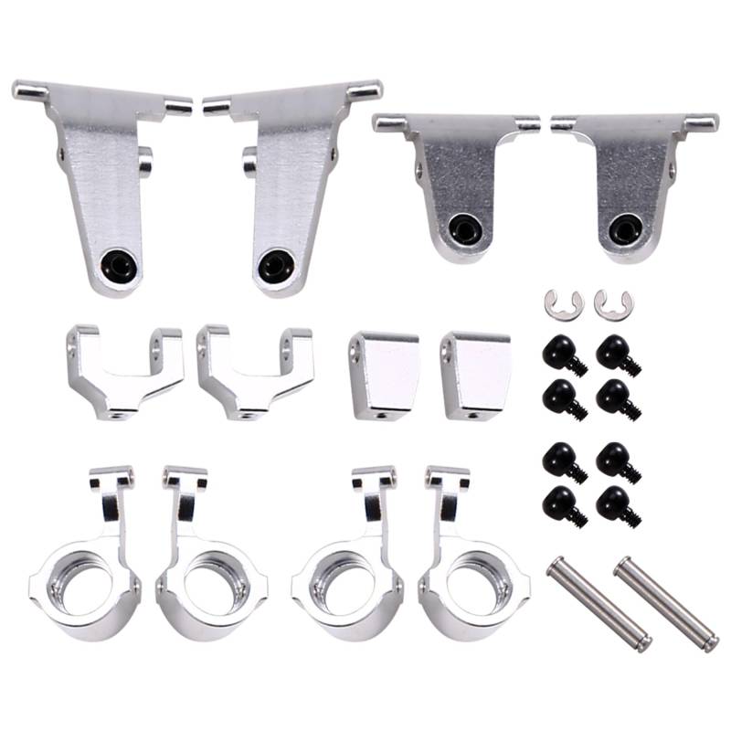 Kdouehg Für MX5 NXS RC-Car, Metall-Lenkbecher, Oberer und Unterer Schwingensatz, Stoßdämpferhalterung, Karosseriepfosten, Upgrade-Teile, Silber von Kdouehg