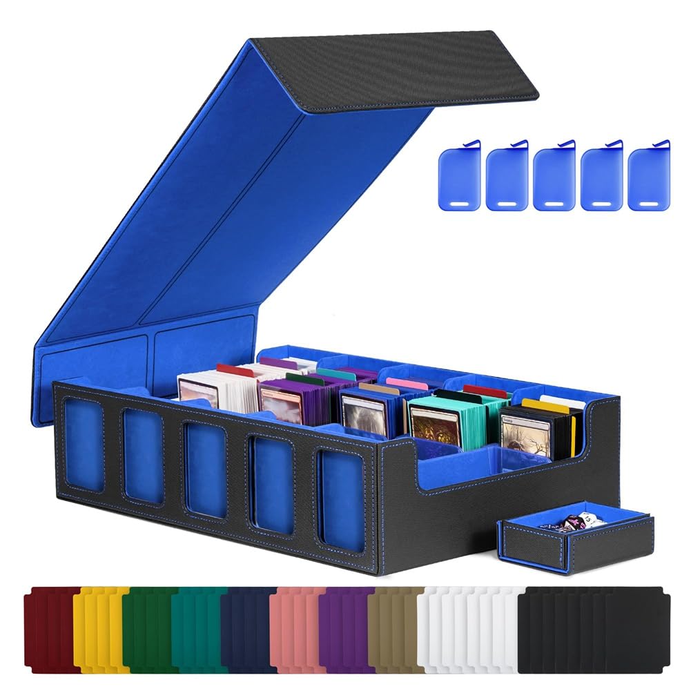Kdouehg Handelskarten-Aufbewahrungsbox 5-Reihige Karten-Deckhülle Magnetische Kartenbox mit Deckel Schwarz+Blau Kdouehg Handelskarten-Aufbewahrungsbox 5-Reihige Karten-Deckhülle Magnetische Kartenbox mit Deckel Schwarz+Blau von Kdouehg