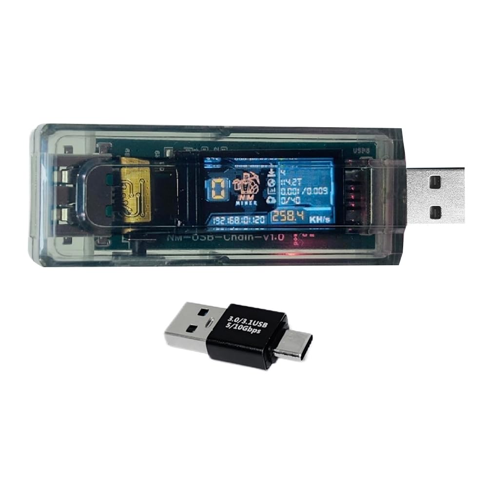 Kdouehg NMMiner Miner 265KH/S USB-Kette ESP32 Crypto Miner BTC Solo Lottery Miner Amperemeter Tester+Adapter USB-A Serie Formkette Kdouehg NMMiner Miner 265KH/S USB-Kette ESP32 Crypto Miner BTC Solo Lottery Miner Amperemeter Tester+Adapter USB-A Serie Formkette von Kdouehg