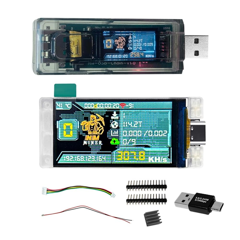 Kdouehg NMMiner Miner 265kH/S+NerdMiner V2 307KH/S USB-Kette Krypto-Miner BTC Solo Lotterie-Miner Amperemeter USB-A-Serie Formkette Kdouehg NMMiner Miner 265kH/S+NerdMiner V2 307KH/S USB-Kette Krypto-Miner BTC Solo Lotterie-Miner Amperemeter USB-A-Serie Formkette von Kdouehg