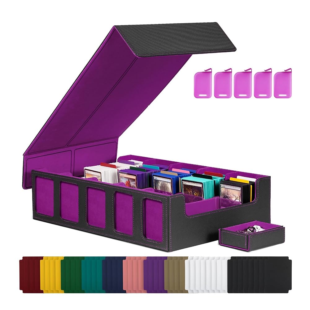 Kdouehg Trading Card Storage Box 5 Reihen Kartendeck Hülle Magnetische Kartenschachtel mit Deckel Schwarz+Lila Kdouehg Trading Card Storage Box 5 Reihen Kartendeck Hülle Magnetische Kartenschachtel mit Deckel Schwarz+Lila von Kdouehg