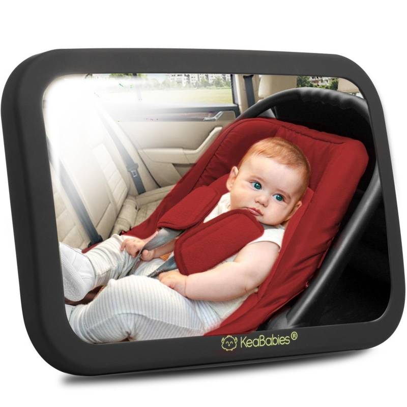 360°Autospiegel Baby Rücksitz - Großer Bruchsicherer Rücksitzspiegel Baby, Sicherheitsspiegel Auto für Babyschale, Kristallklarer Baby Rückspiegel Auto, Spiegel Baby Auto Rücksitz (Sleek Black) von KeaBabies