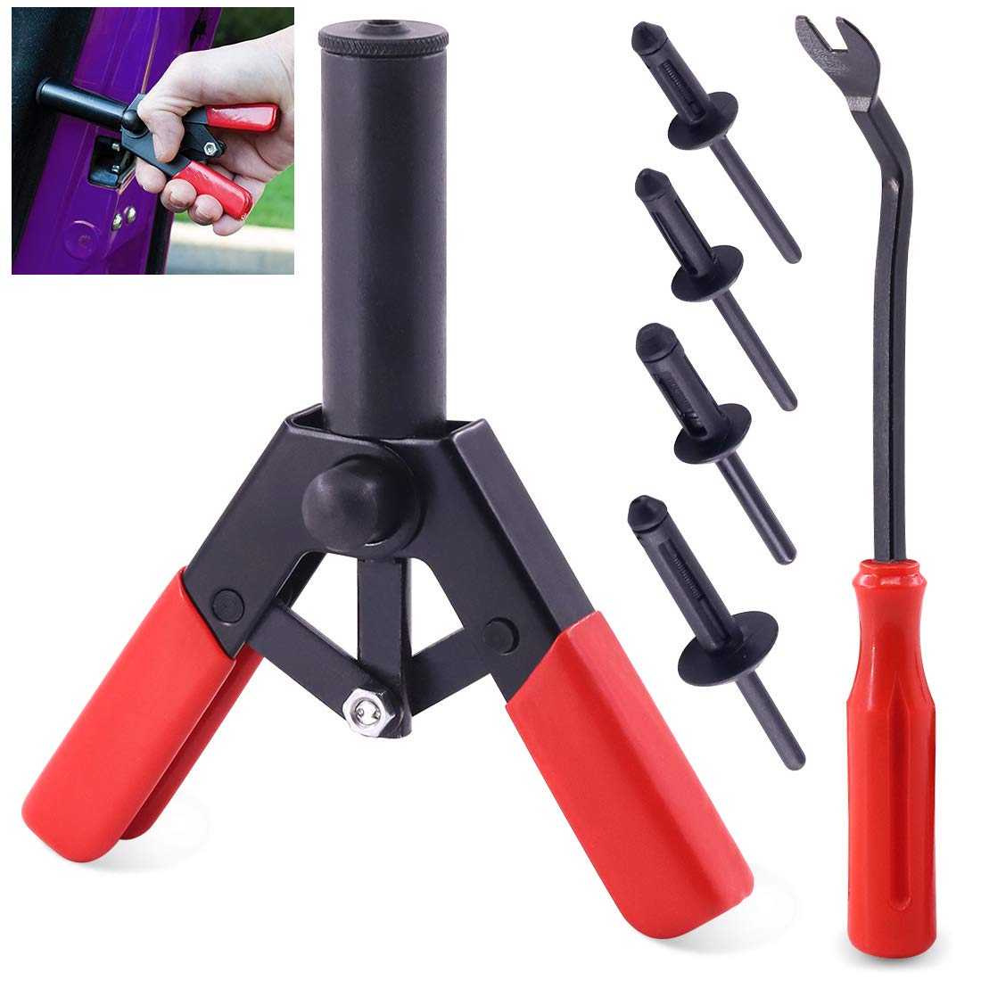 Keadic 42-teiliges Kunststoff-Nietpistole, Plastic Rivet Gun Set 40Pcs 4Sizes Nylon Blind Rivets and 1Pcs Bonus Fastener Removal Tool, Hand Riveter Suitable for Automotive and More Keadic 42-teiliges Kunststoff-Nietpistole, Plastic Rivet Gun Set 40Pcs 4Sizes Nylon Blind Rivets and 1Pcs Bonus Fastener Removal Tool, Hand Riveter Suitable for Automotive and More von Keadic