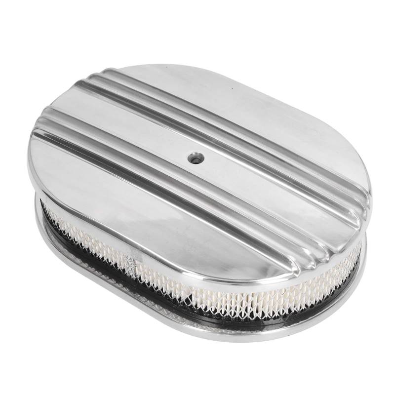 Keenso 12-Zoll-Oval-Luftfilter, Starker Aluminiumlegierungs-Luftfilter mit Halben Rippen, Passend für 5 1/8-Zoll-Vergaser von Keenso