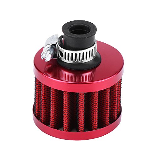 Auto Pilz Luftfilter, 12mm Universal Luftfilter Auto Luftansaugfilter für Roller Atv Dirt Pit Bike Motorrad Kurbelgehäuse Vent Abdeckung Entlüftung（rot） von Keenso