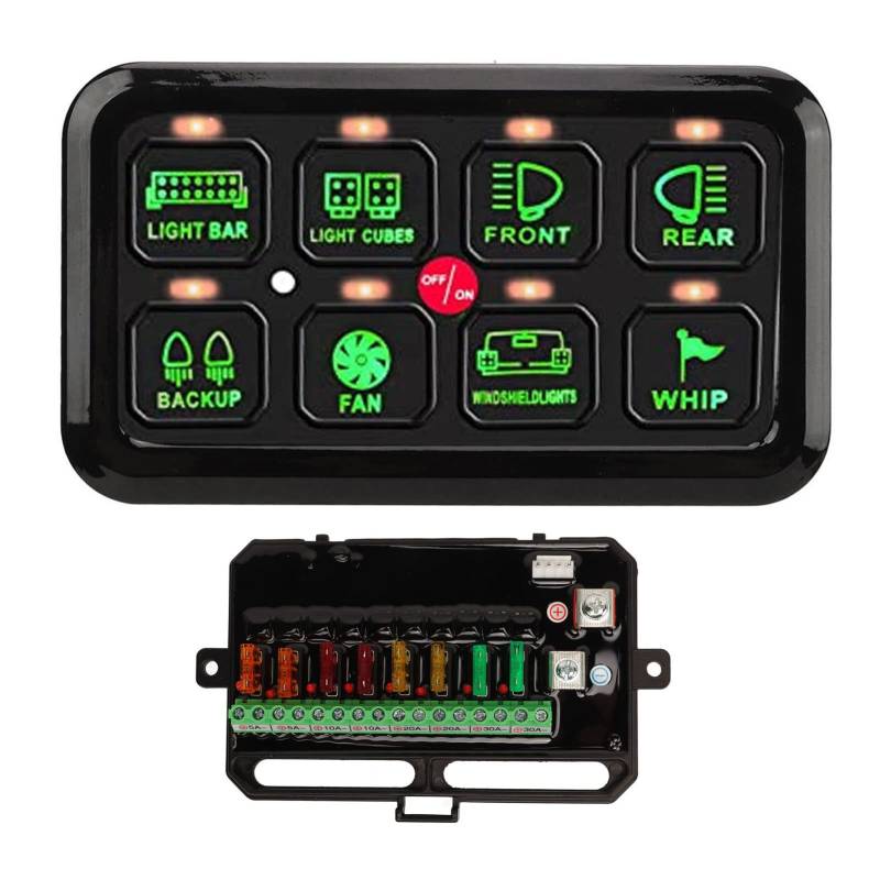Auto Touch Control Panel Box, 8 Gang Auto Switch Panel Automatisches Dimmbares LED Touch Control Panel für LKW ATV UTV Marine Boot SUV Caravan Boots-/Yachtteile von Keenso