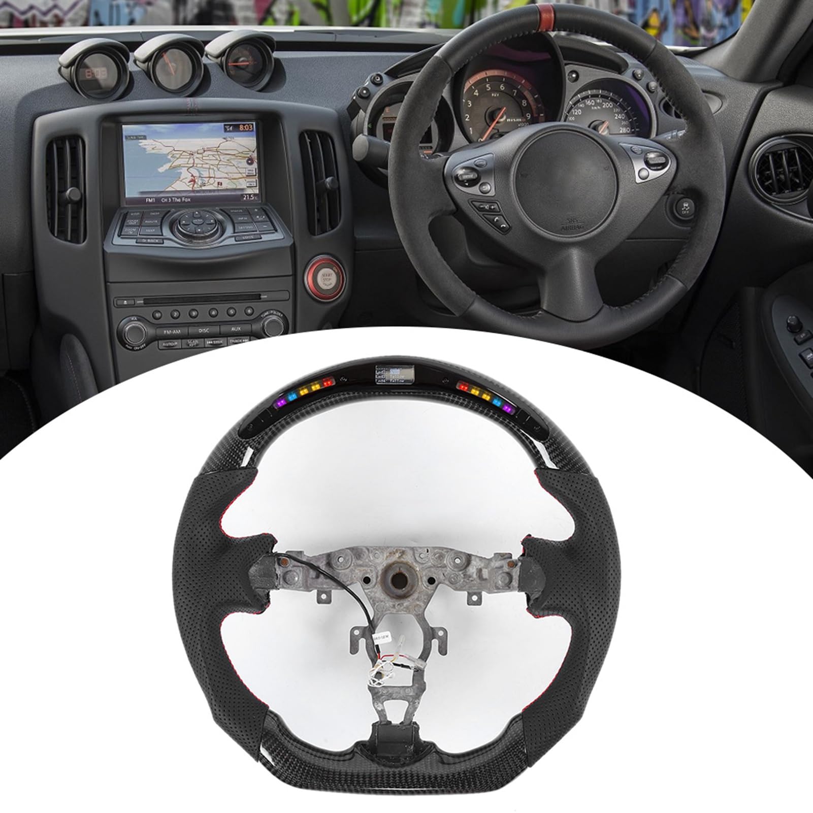 Carbon Faser -LED -Autolenkrad mit Geeignetem Smart -Modul für 370Z 2009-2020, Motorinformationen für Autoenthusiasten Carbon Faser -LED -Autolenkrad mit Geeignetem Smart -Modul für 370Z 2009-2020, Motorinformationen für Autoenthusiasten von Keenso