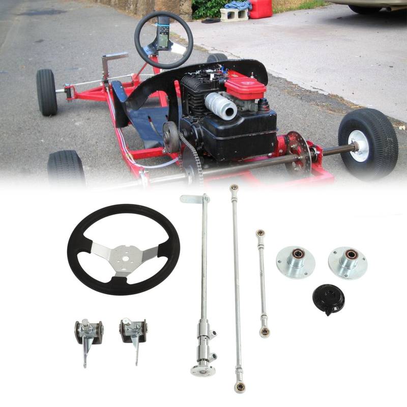 Go-Kart-Lenkrad-Kit, 300 Mm Go-Kart-Lenkrad-Kit, Spurstange, Kugelgelenk, Zahnstangen-Wellen-Kit für 100 Cc 125 Cc 140 Cc 150 Cc Go Kart Quad von Keenso