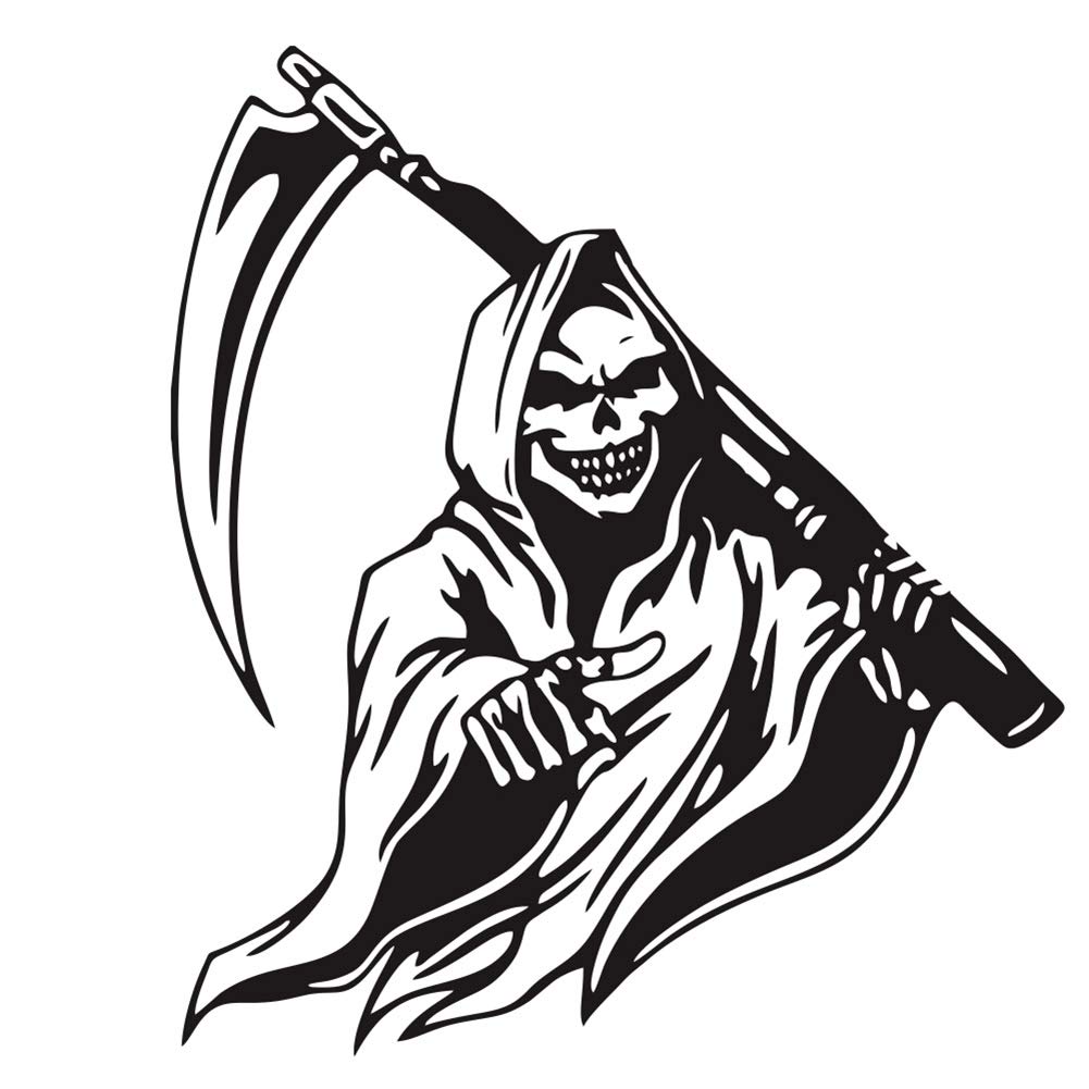 Grim Reaper Scythe Autoaufkleber, Universeller Selbstklebender Dekorativer Autoaufkleber, PET, 50 G Gewicht (Schwarz) von Keenso