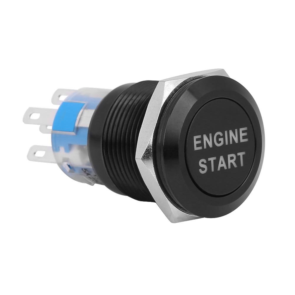 Keenso 12V Auto Motor Start Taster LED 19mm Startknopf Motor Startschalter Zündung Starter(Schwarz) von Keenso