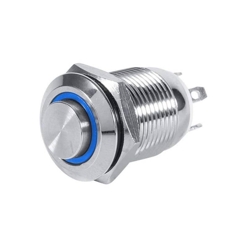 Keenso 12mm Auto LED Power Druckschalter, 1NO Wasserdicht Metall Momentary Push Button Kreis Schalter 4 Pin(Blau) von Keenso