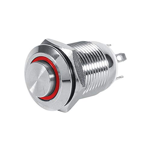 Keenso 12mm Auto LED Power Druckschalter, 1NO Wasserdicht Metall Momentary Push Button Kreis Schalter 4 Pin(rot) von Keenso