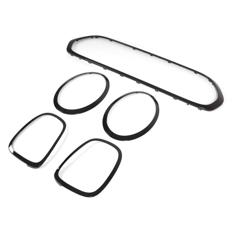 Keenso 5-teiliges Scheinwerfergitter-Einfassungs-Zierkit, Schwarzglänzendes Scheinwerfer-Rücklicht-Grilleinfassungs-Abdeckungs-Verkleidungs-Ersatz für Mini F55 F56 F57 One S von Keenso