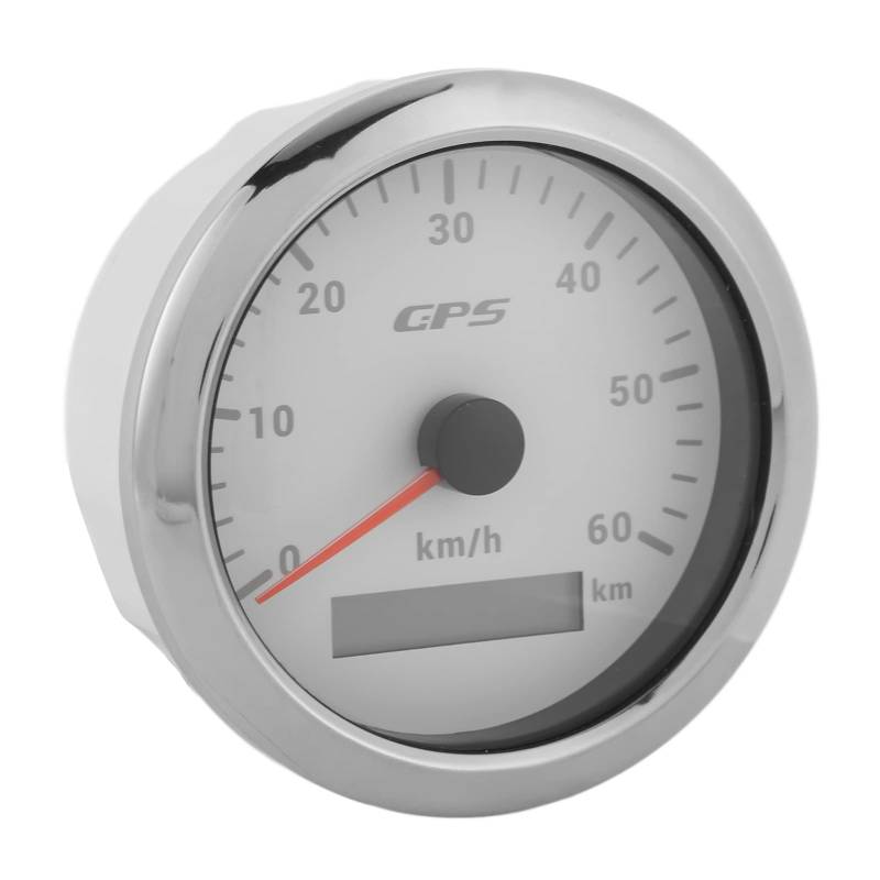 Keenso Auto GPS Tachometer, Marine 85mm 0-60KM/H GPS-Geschwindigkeitsmesser 9-32V DC Wasserdichter Kilometerzähler mit 7-Farben-Hintergrundbeleuchtung für Auto-Boot-RV-Yacht(Weiß) von Keenso