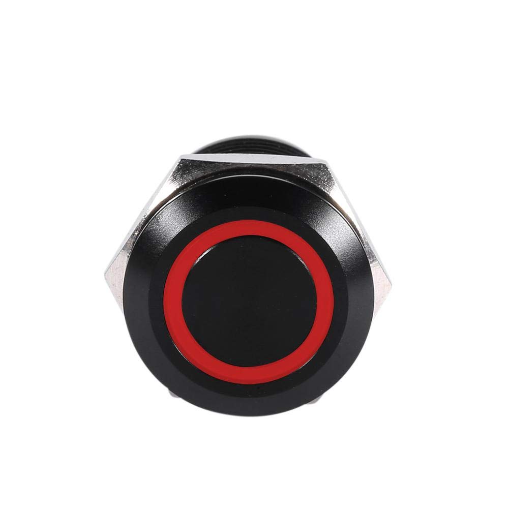 Keenso Auto LED Druckknopf, Auto 12V 2A 12mm LED Momentan Druckknopf Wasserdicht Taster Power Ein/Aus Schalter (Rot) von Keenso