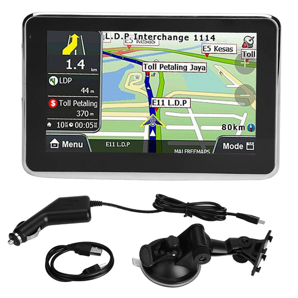 Keenso GPS Navigationssystem Universal 5 Zoll Touchscreen für Auto LKW 256MB 8GB MP3 FM Europa Karte/Lebenszeitkarten/Live-Verkehr/Live-Parken/Fahrerwarnungen/Automatische Stimme von Keenso