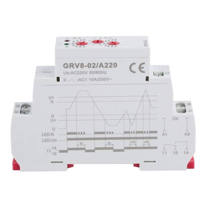 Keenso GRV8-02 Überwachungsrelais für einphasige Spannungsregelung Einstellbares Über- oder Unterspannungsschutzüberwachungsrelais mit LED-Anzeige(GRV8-02/A220) von Keenso