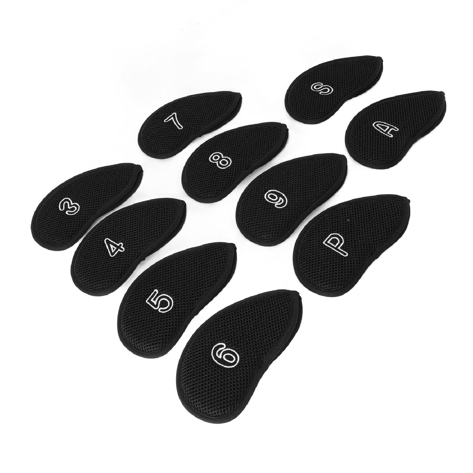 Keenso Golf Club Head Cover, Schutzgolf Kopf Cover 10pcs Golf Club Head Cover Atmungsaktives Nylon Mesh Soft Auskleidung Schutzgolf Eisenabdeckungen Set Set (Black) von Keenso