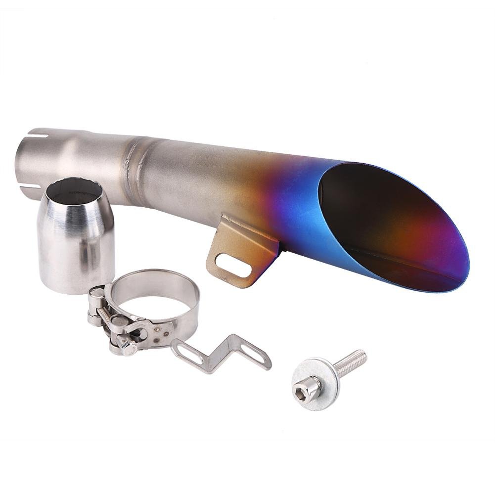 Keenso Motorrad Edelstahl Auspuff Schalldämpfer TIPP Universalschalldämpfer Abgasrohr(Halb Blau) Auspuffanlagen-Modifikationen von Keenso