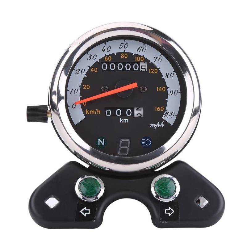 Keenso Motorrad Kilometerzähler, Universal Motorrad 12V Tachometer Kilometerzähler Tachometer Tachoanzeige Gangschaltung Digitalanzeige Instrumentierung von Keenso