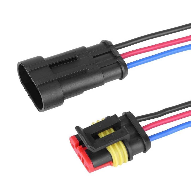 Elektrischer Anschluss mit Kabel, Keenso wasserdicht, 3 Pins, 3 Pins, Auto, Elektrokabel, Steckdose, Stecker, mit AWG-Kabel, Marineblau von Keenso