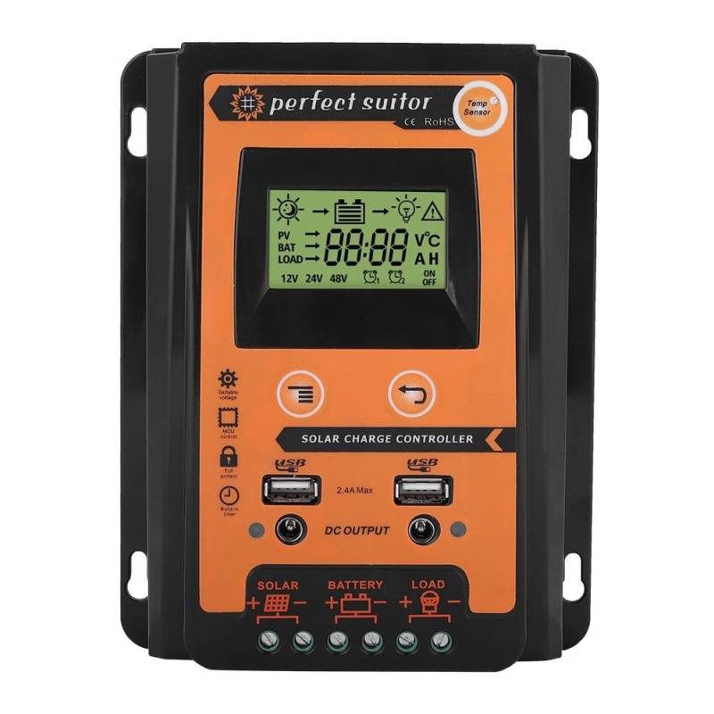 Keenso Solar Controller Solarmodul Batterieregler LCD Anzeige mit dualem USB Port Display 12V / 24V Sicherer Schutz(30A) Lade- und Startsysteme von Keenso