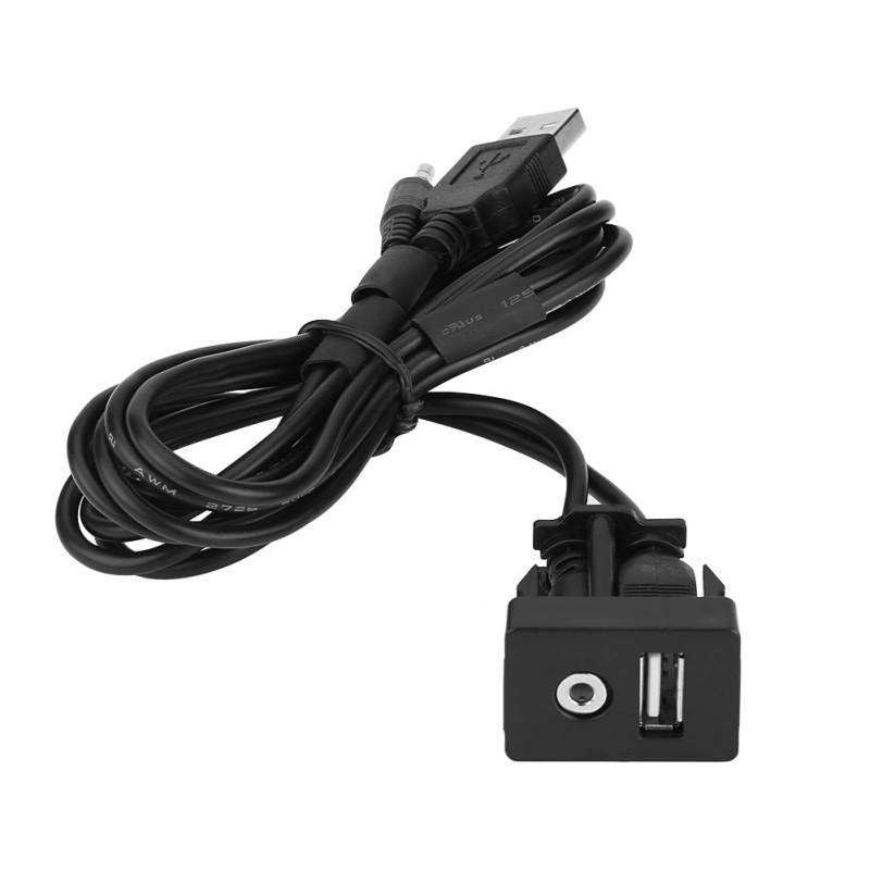 Keenso Auto USB Steckdose und AUX Audio Kabel, Auto Armaturenbrett 3,5mm USB-Anschluss AUX Jack-Verlängerungskabel von Keenso
