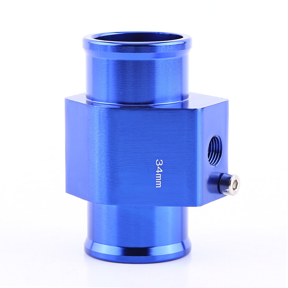 Keenso Universal Aluminium Wassertemperatur Verbindungsrohr Sensor Messgerät Heizkörper Schlauch Adapter, Blau 26mm - 40mm(34MM) Kühlsystem von Keenso