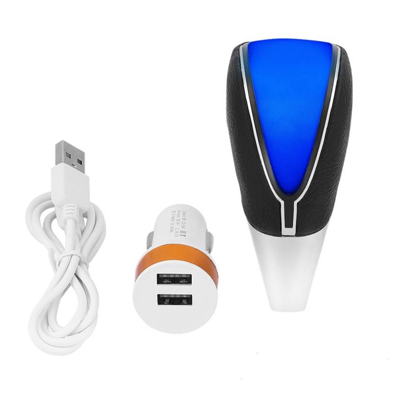 Keenso Universal Berühren Aktiviertes LED Lampe Auto Schaltknauf Leder Schaltknauf mit Ladegerät und USB-Kabel(Blau) Schaltköpfe/Schalthebel von Keenso