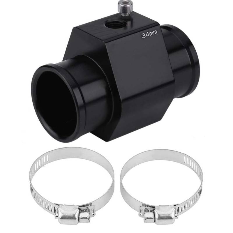 Keenso Auto Wassertemperatur Verbindungsrohr, Auto Wassertemperatur Sensor Adapter 28mm - 40mm Wassertemperatur Verbindungsrohr mit einstellbaren Klammern Universal fit für die meisten Autos(34MM) von Keenso