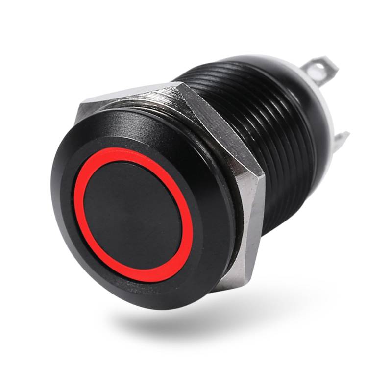LED-Knopfschalter, Auto 12V 2A 12mm LED-Licht Momentary Push Button Switch EIN/Aus Latch-Knopfschalter(Rot) Schalter im Auto von Keenso
