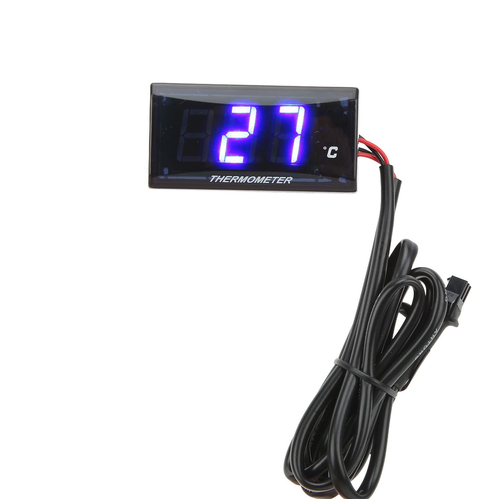 Motorrad-Wassertemperaturanzeige, Universal-Motorrad-DC12V-LCD-Bildschirm, Schlanke Wassertemperaturanzeige mit 16-mm-T-Stück für Motorräder (Blaue Hintergrundbeleuchtung) Thermometer von Keenso