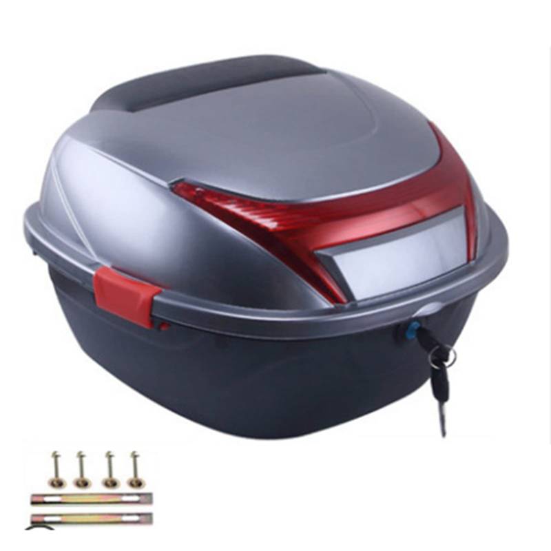 Motorradspeichergehäuse, Motorrad -Helfkasten -Helm -Gepäckprotokoll Top Case Große Kapazität Universal für Elektromobile (Silbergrau, große Größe) von Keenso