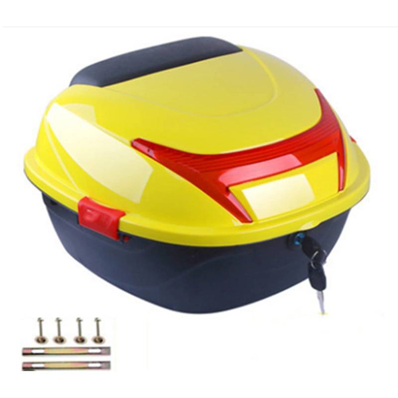 Motorradspeichergehäuse, Motorrad -Helfkasten -Helm -Gepäckprotokoll Top Case Große Kapazität Universal für Elektromobile (Zitronengelb, große Größe) von Keenso
