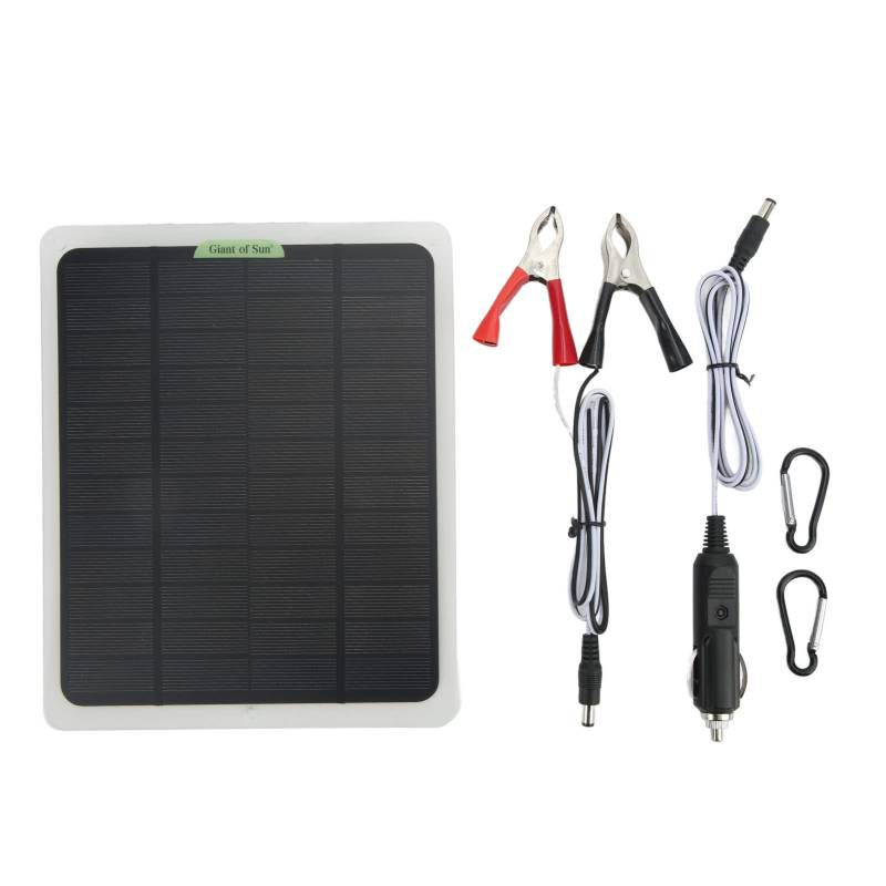 RV Solarpanel Kit, Auto 12V 20W Monokristallin Dualer USB Autobatterie Solarpanel mit Batterieklemmenkabel + Zigarettenanzünderkabel für Wohnmobil, Auto, Boot von Keenso