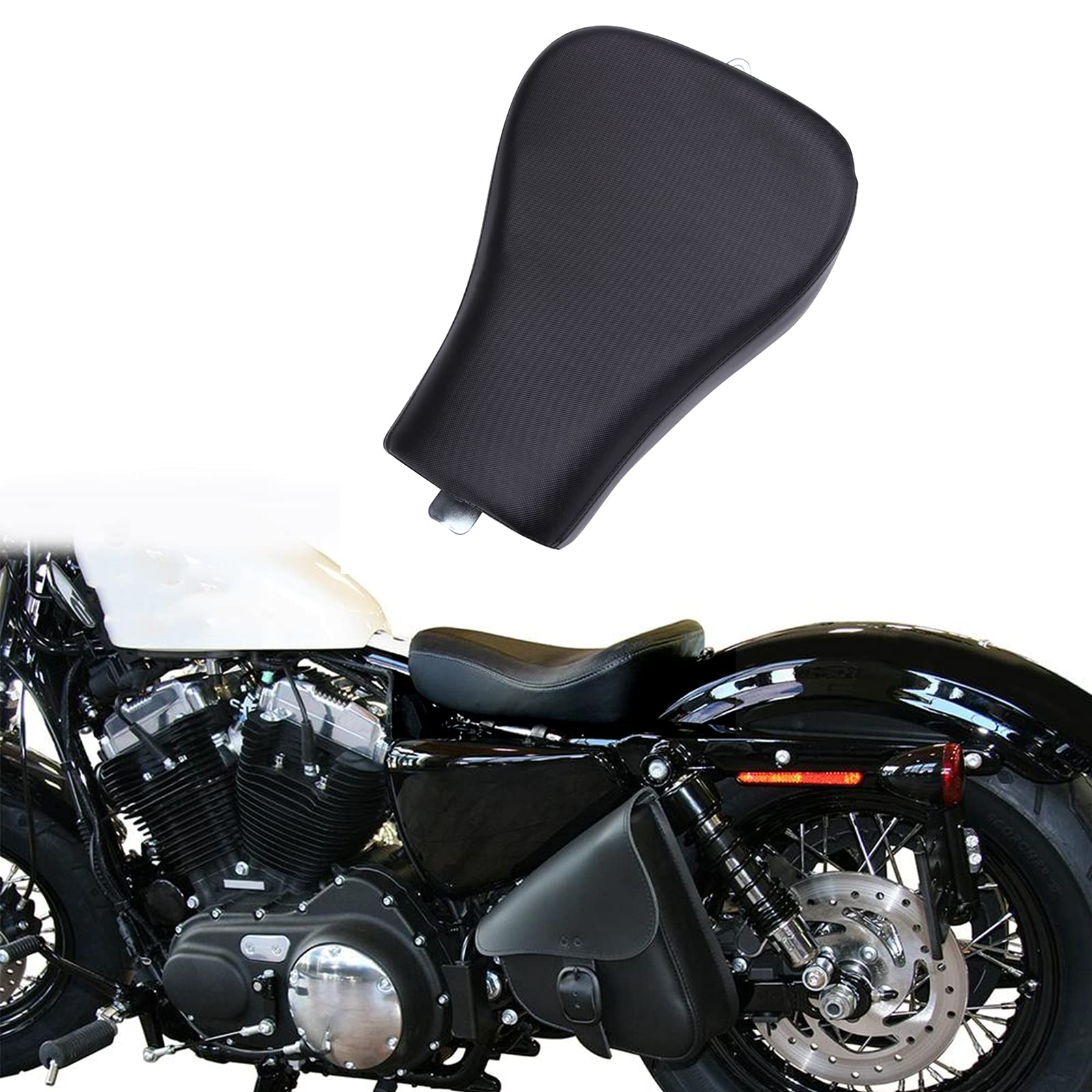 Motorrad Solo Sitz, Motorrad Front Fahrer Solo Sitzkissen Motorradsitze Weiche wasserdichte Passform für Sportster XL883 XL1200 48 72 2010-2015 Cafe Racer, Schwarz. von Keepdsgn