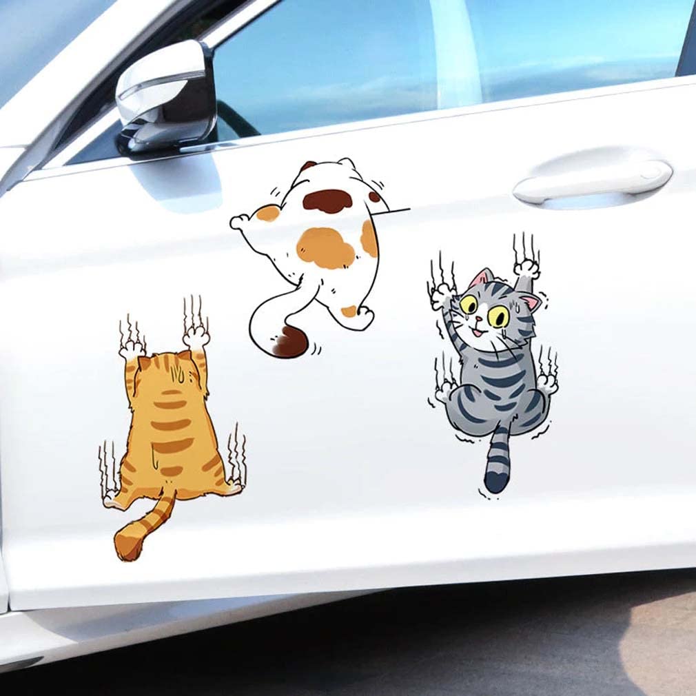 Niedliche Katze Cartoon Auto Aufkleber,3D Stereo Katze abnehmbare Auto Aufkleber Anime lustige Dekoration Kätzchen Aufkleber Auto Styling Aufkleber,Katzen-Cartoon-Aufkleber Für Auto,LKW,Motorrad (L) von Keeplus