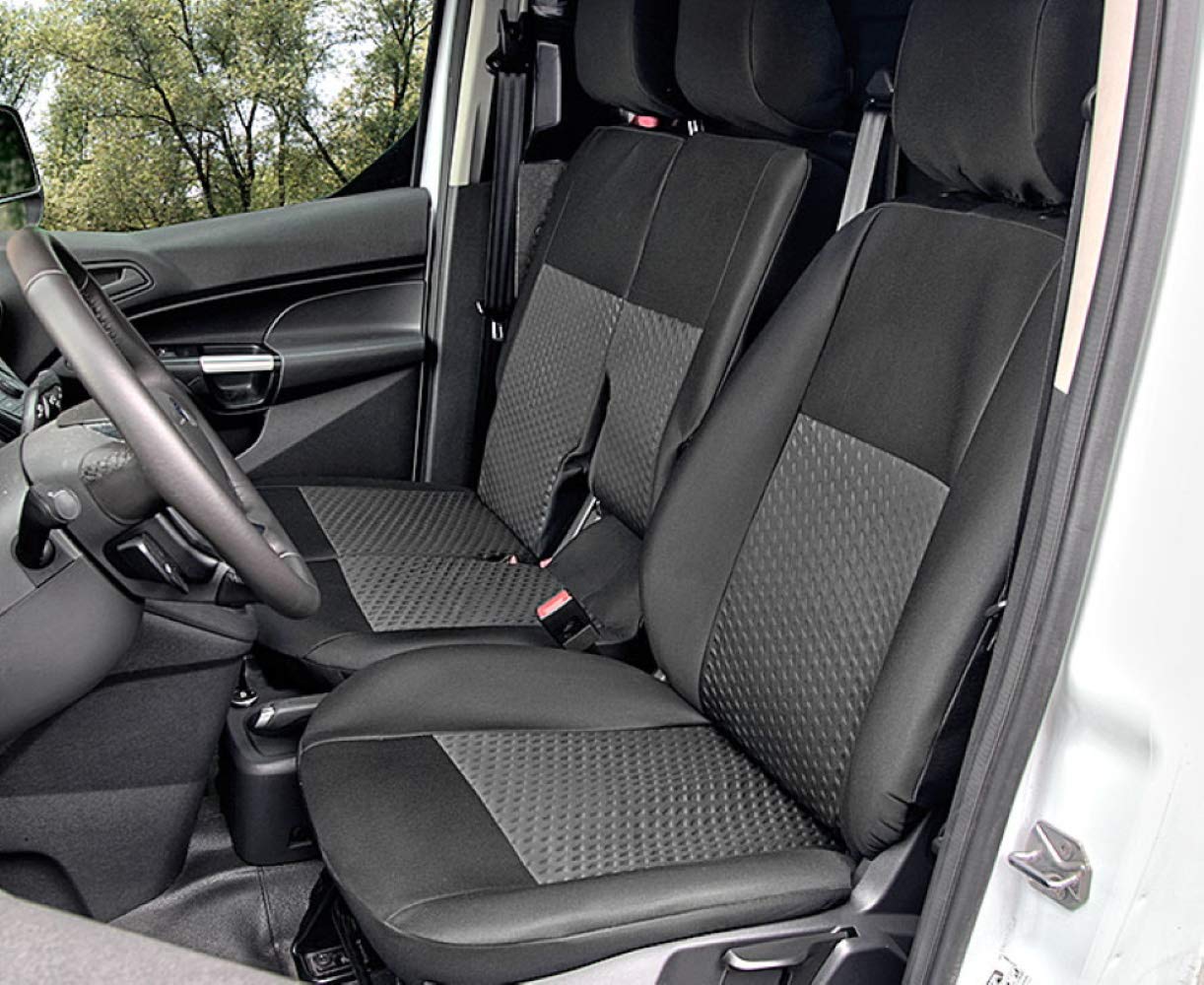 Sitzbezüge Tailor Made passgenau geeignet für Ford Transit Connect II ab 2014 ideale anppasung schwarz maßgefertigt polstermaterial von Kegel-Blazusiak