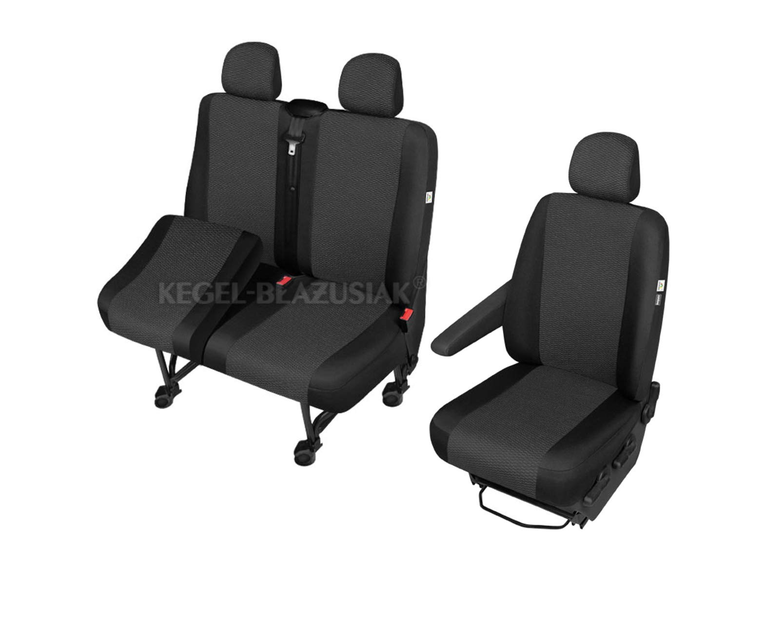 Kegel Sitzbezüge Sitzschoner 3 Sitzer Fahrersitzbezug Doppelbank mit klappbarer Sitzfläche kompatibel mit Renault Trafic 3 ab 2014 von Kegel