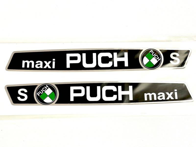 2 x Puch Maxi S Tankaufkleber Sticker chrom / schwarzAufkleber Tank von Keine Angabe
