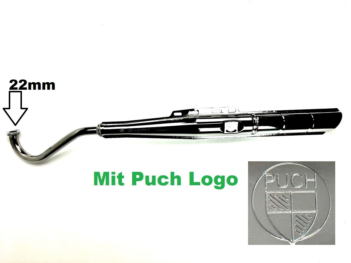 45km/h Version mit PUCH Logo Auspuff Puch Maxi S N 22mm E50 original Look chrom von Keine Angabe